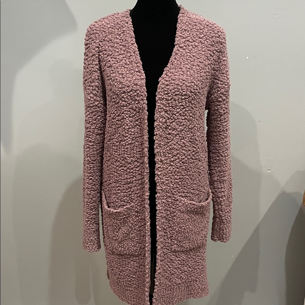 Women's light pale purple Textured Open-Front Sweater